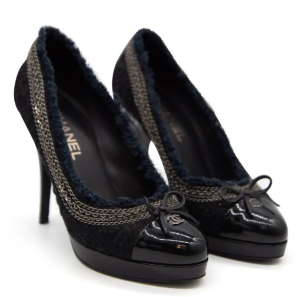 Chanel Women's tweed Escarpins Pump Heels, sz 41 EU (11 US) Black - Picture 1 of 14